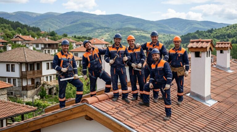 Екипът на Roof Engineering Sofia на завършен покрив